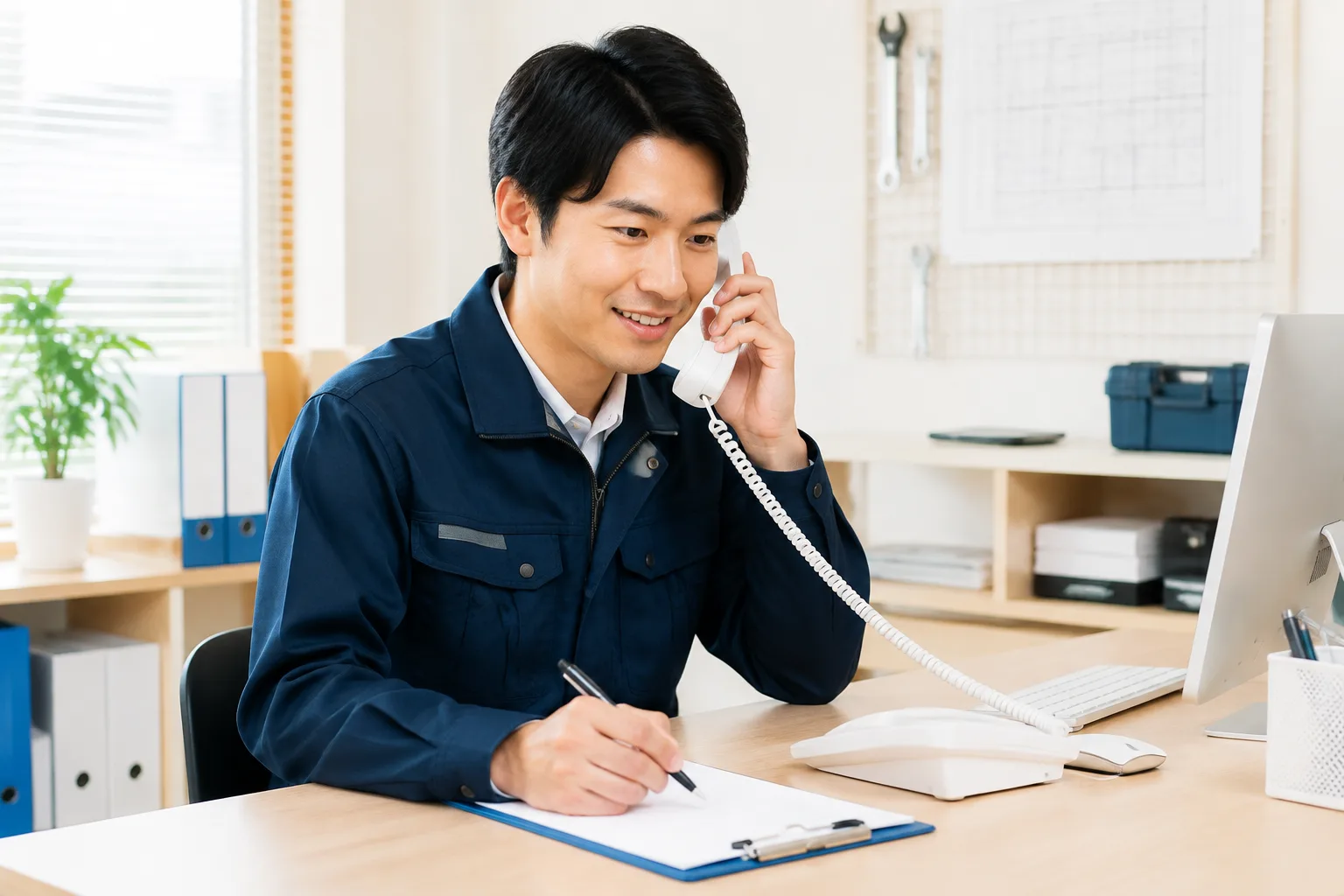 電話で相談内容を伺いながら記録する担当者